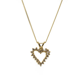 -Mixed Cut Diamond Heart Pendant Necklace