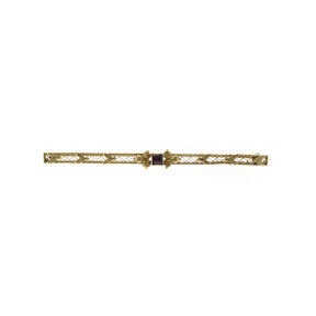 Art Deco Synthetic Amethyst & Yellow Gold Pin