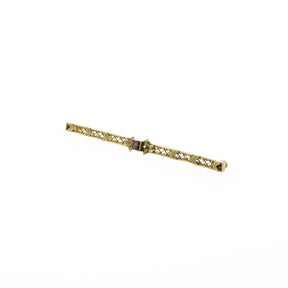 Art Deco Synthetic Amethyst & Yellow Gold Pin