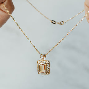 Emerald-Cut Citrine Pendant Necklace