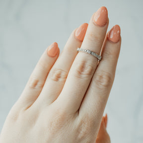 Unique 14K White Gold Diamond Eternity Stackable Band