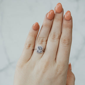 Oval Diamond 14K White Gold Halo Engagement Ring