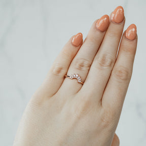 14K Rose Gold Round Cut Diamond Wedding Contour Band