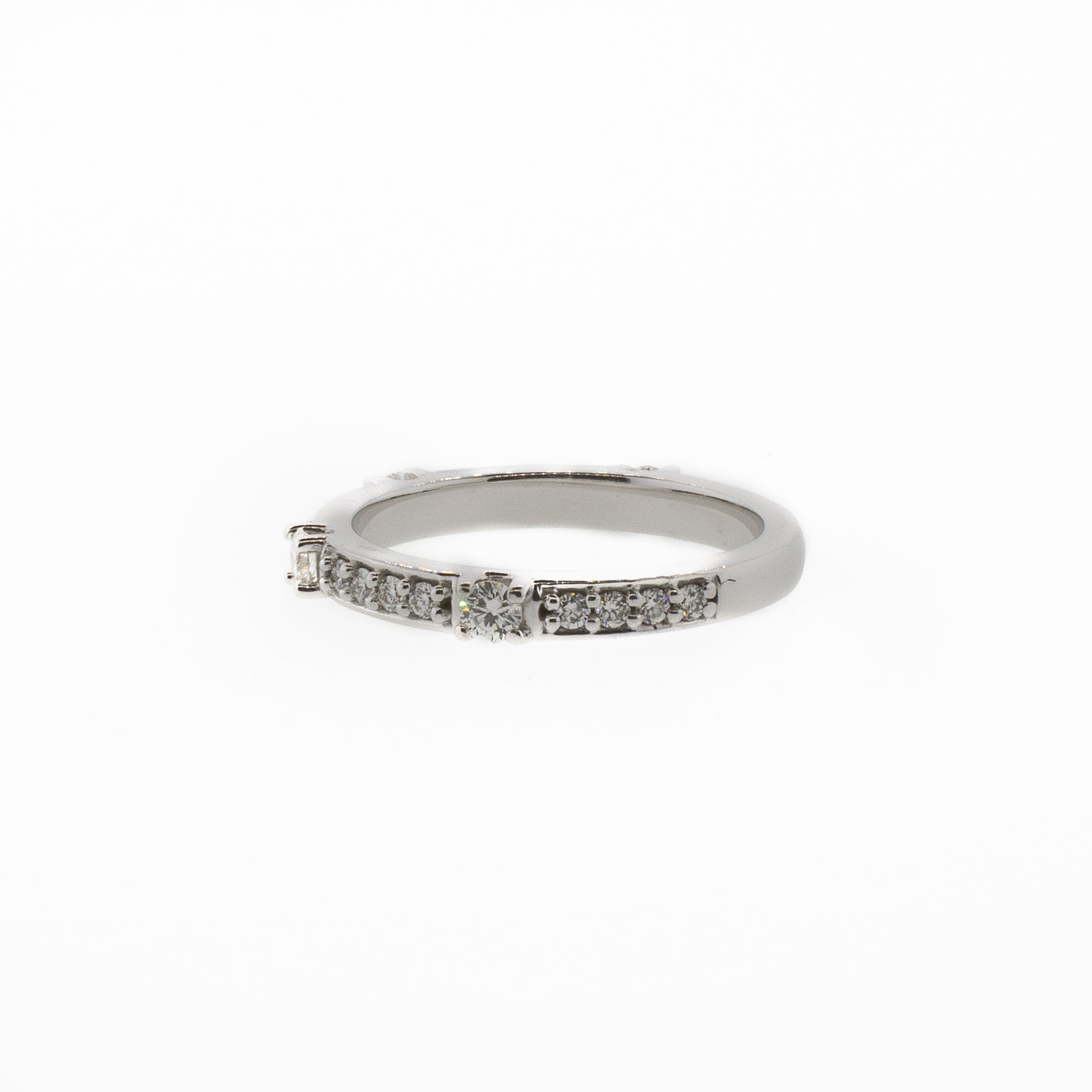 Unique 14K White Gold Diamond Eternity Stackable Band