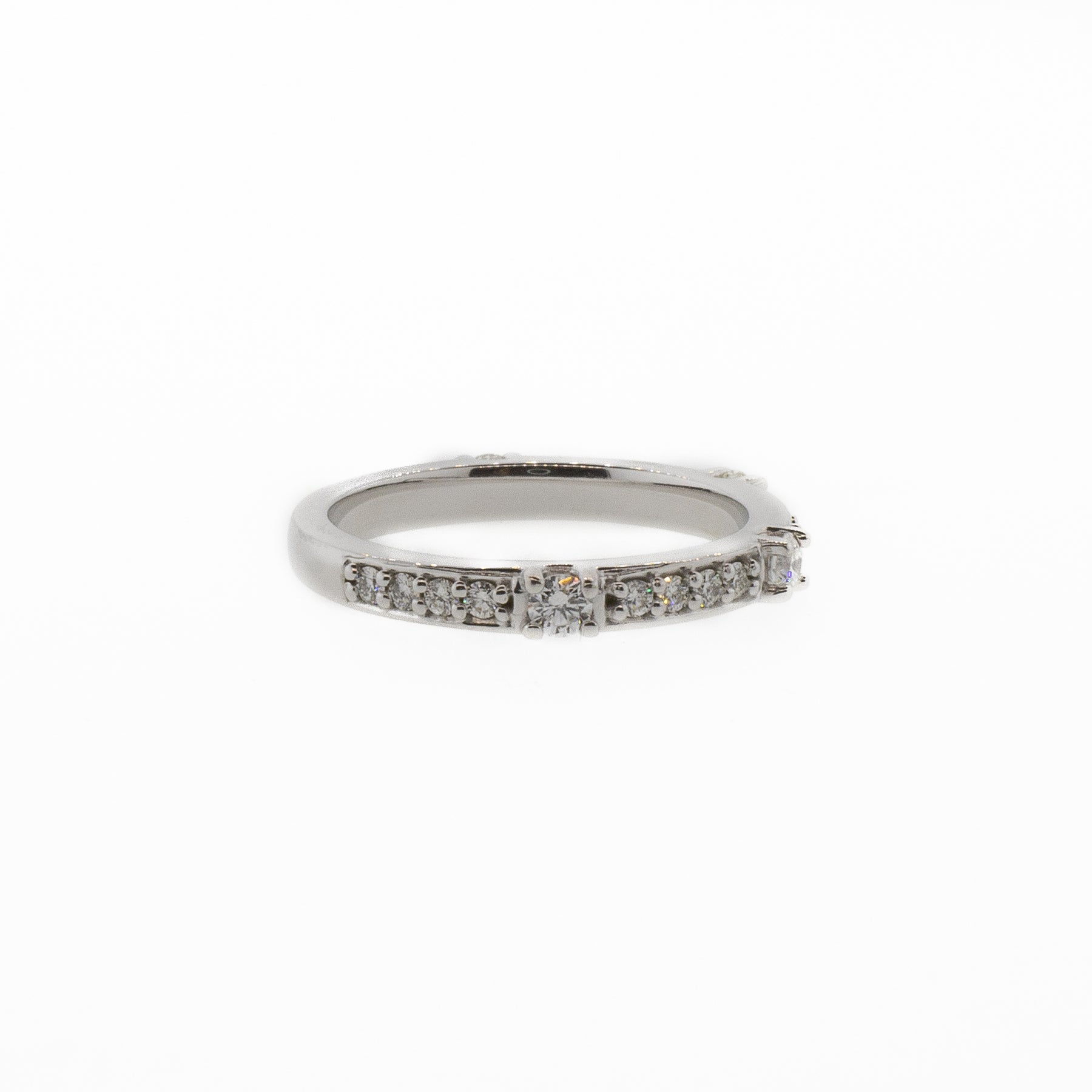 Unique 14K White Gold Diamond Eternity Stackable Band