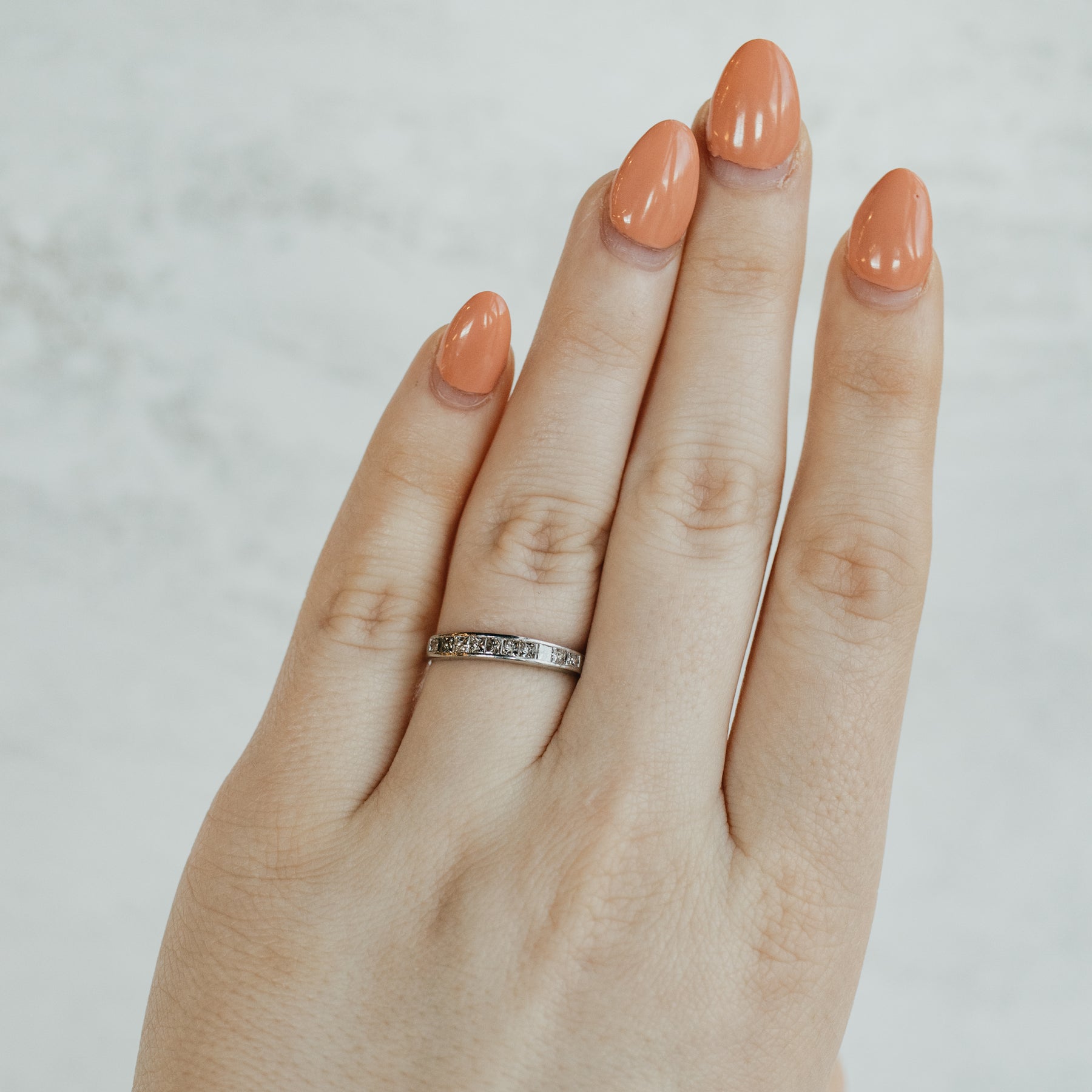 Platinum Princess-Cut Diamond Wedding Band