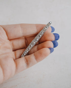 Art Deco Old Mine Cut Diamond Platinum Brooch