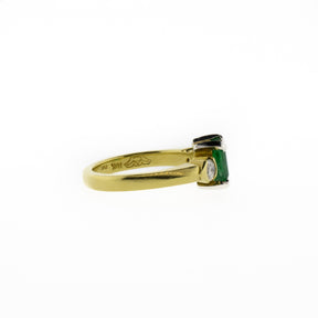 Square Cut Natural Emerald & Diamond Ring
