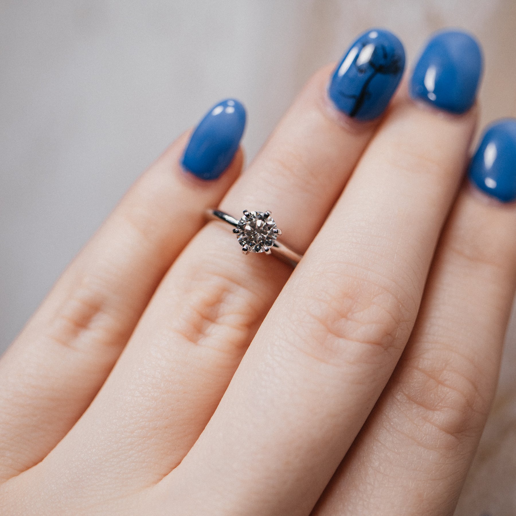 Triple Certified Solitaire White Gold Diamond Ring