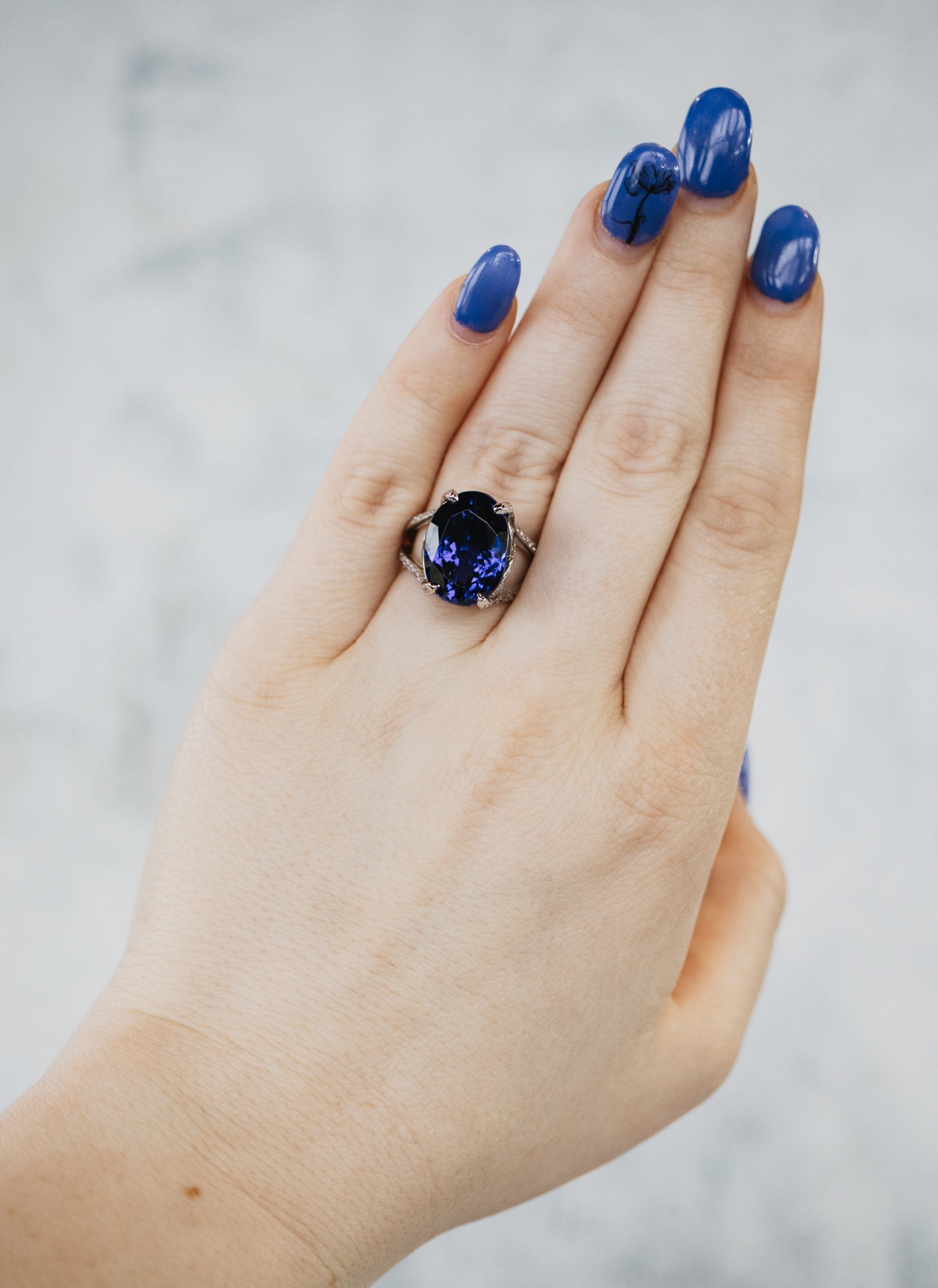 Oval Tanzanite & Diamond 14K White Gold Ring