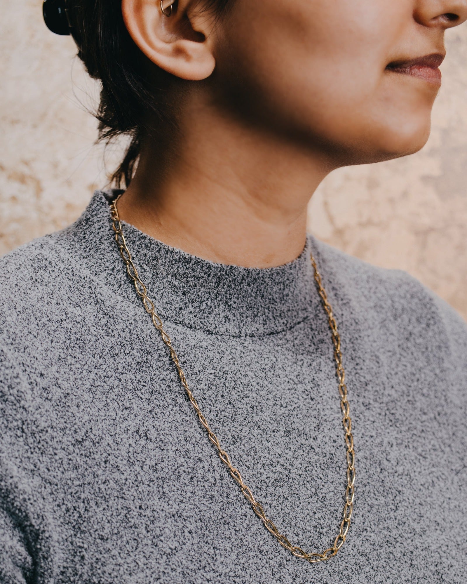 -Yellow Gold Twisted Cable Link Chain