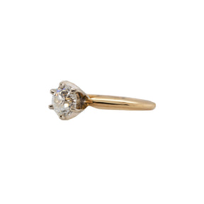 Old European Cut Diamond Solitaire Yellow & White Gold Ring