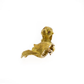 Diamond and Lab Ruby 18K Yellow Gold Otter Pin