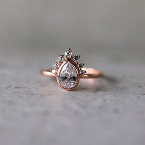 Pear-Shaped Diamond Crown 14K Rose Gold Engagement Ring