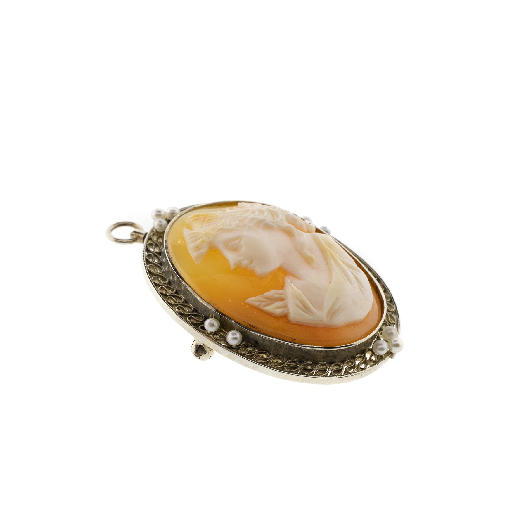 Victorian Pearl and Shell Cameo Pin & Pendant