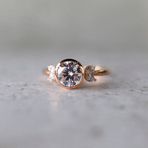 Bezel Set Round Diamond 14K Rose Gold Engagement Ring