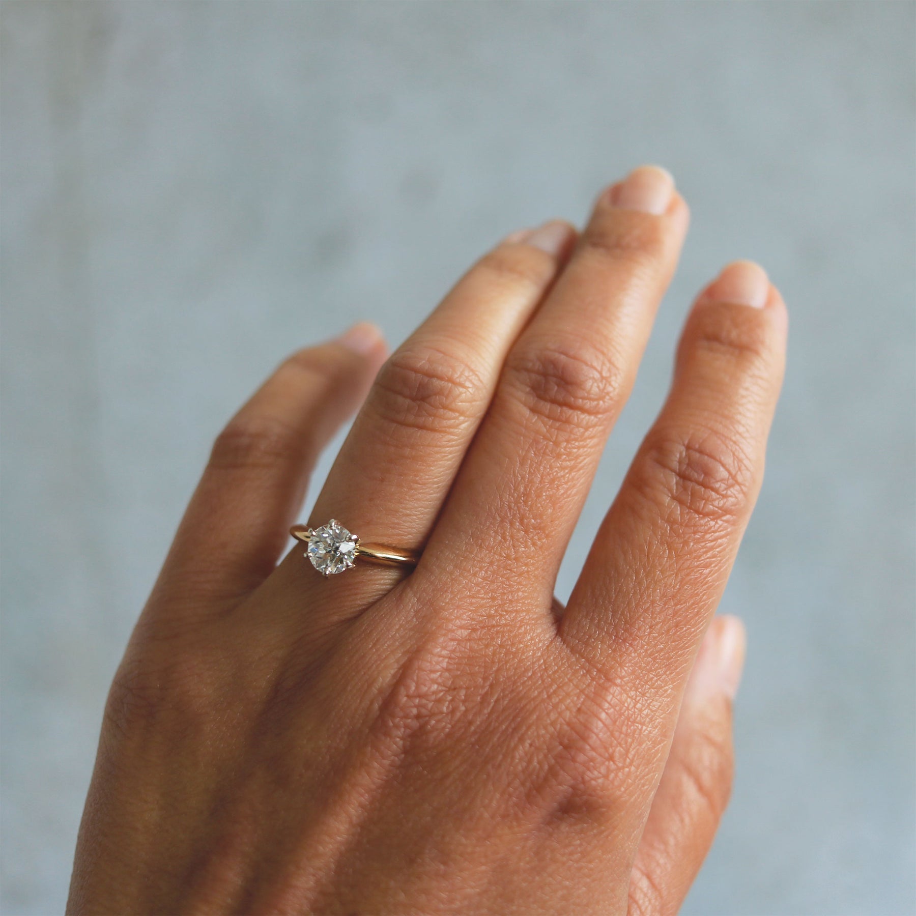 Old European Cut Diamond Solitaire Yellow & White Gold Ring