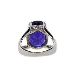 Oval Tanzanite & Diamond 14K White Gold Ring