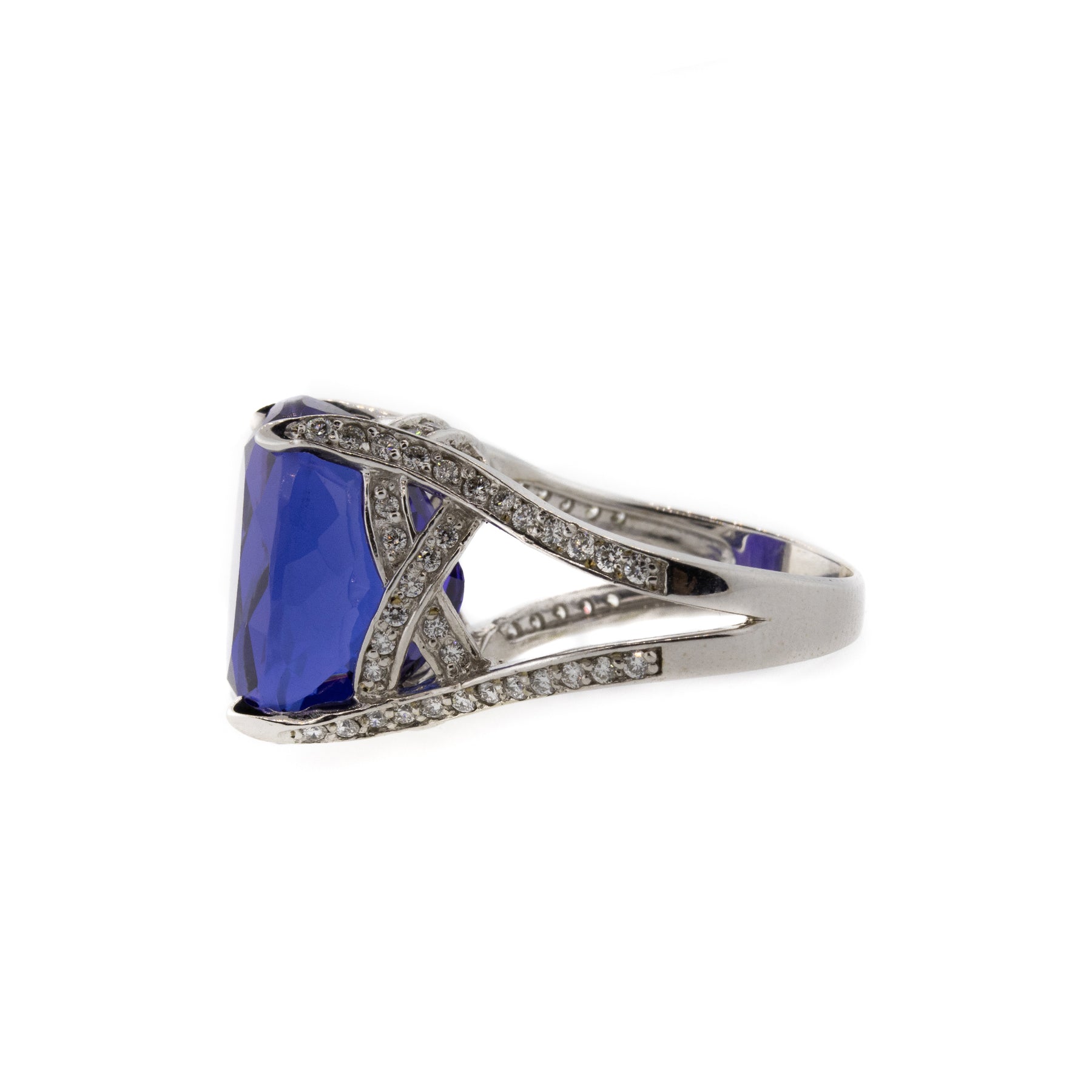 Oval Tanzanite & Diamond 14K White Gold Ring
