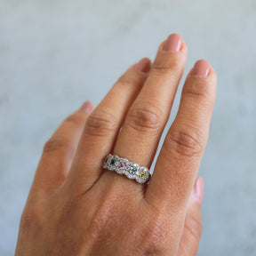 Pastel Sapphire & Diamond Halo Ring