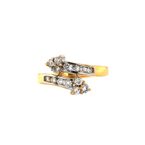 18K Yellow & White Gold Diamond Arrow Two-Tone Bypass Ring