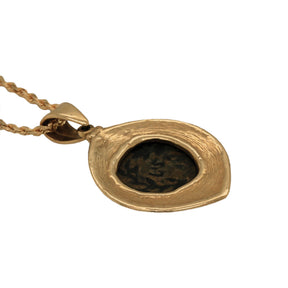 -Antique Tiberius Cesar Bronze Pruta Coin Pendant