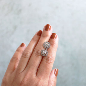 Negative Space Diamond Halo Stud Earrings