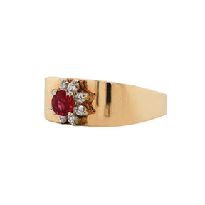 Thai Natural Ruby & Diamond Halo Floral Ring