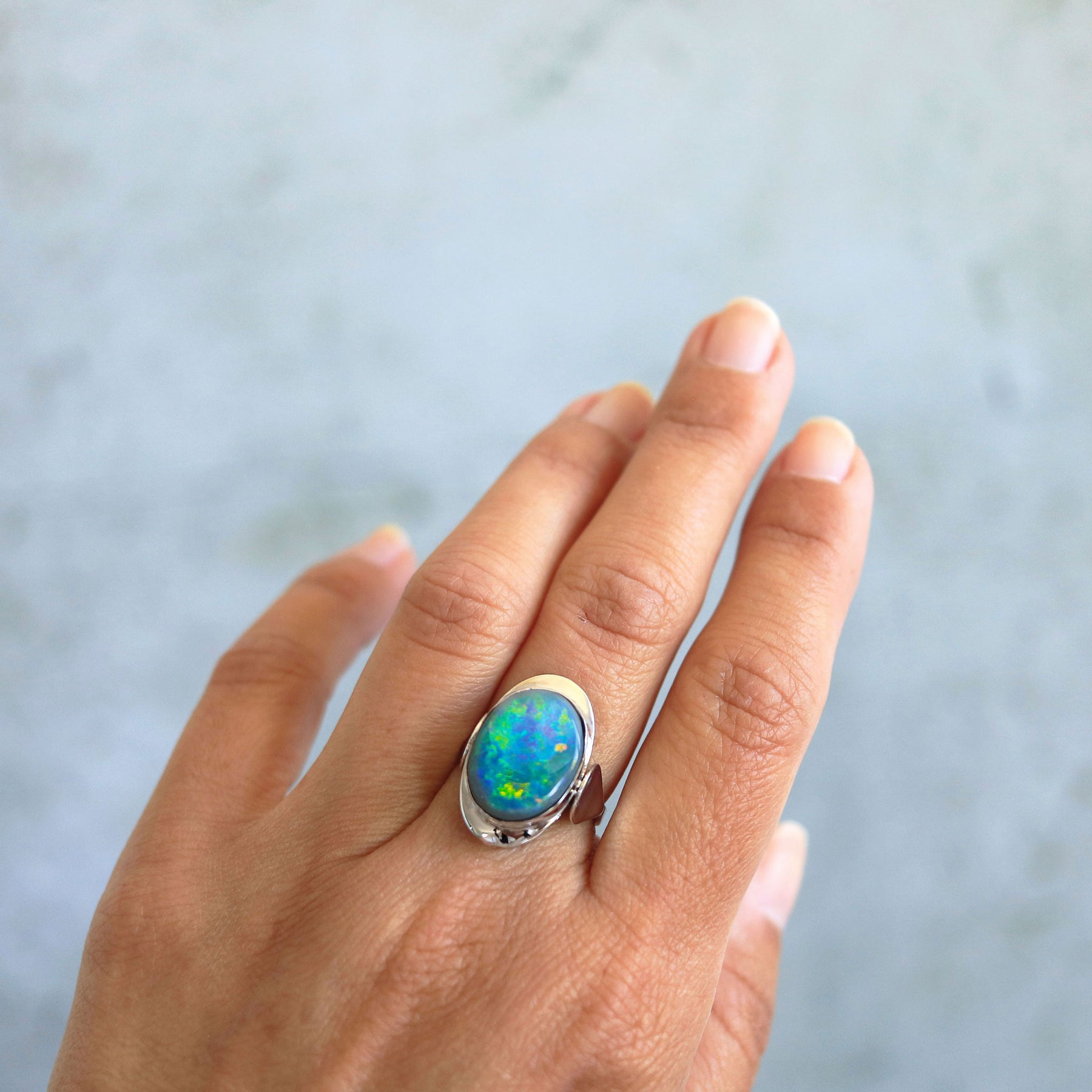 Australian Opal Vintage Arts & Crafts Ring