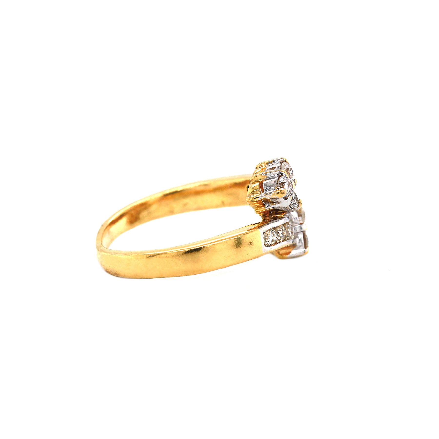 18K Yellow & White Gold Diamond Arrow Two-Tone Bypass Ring
